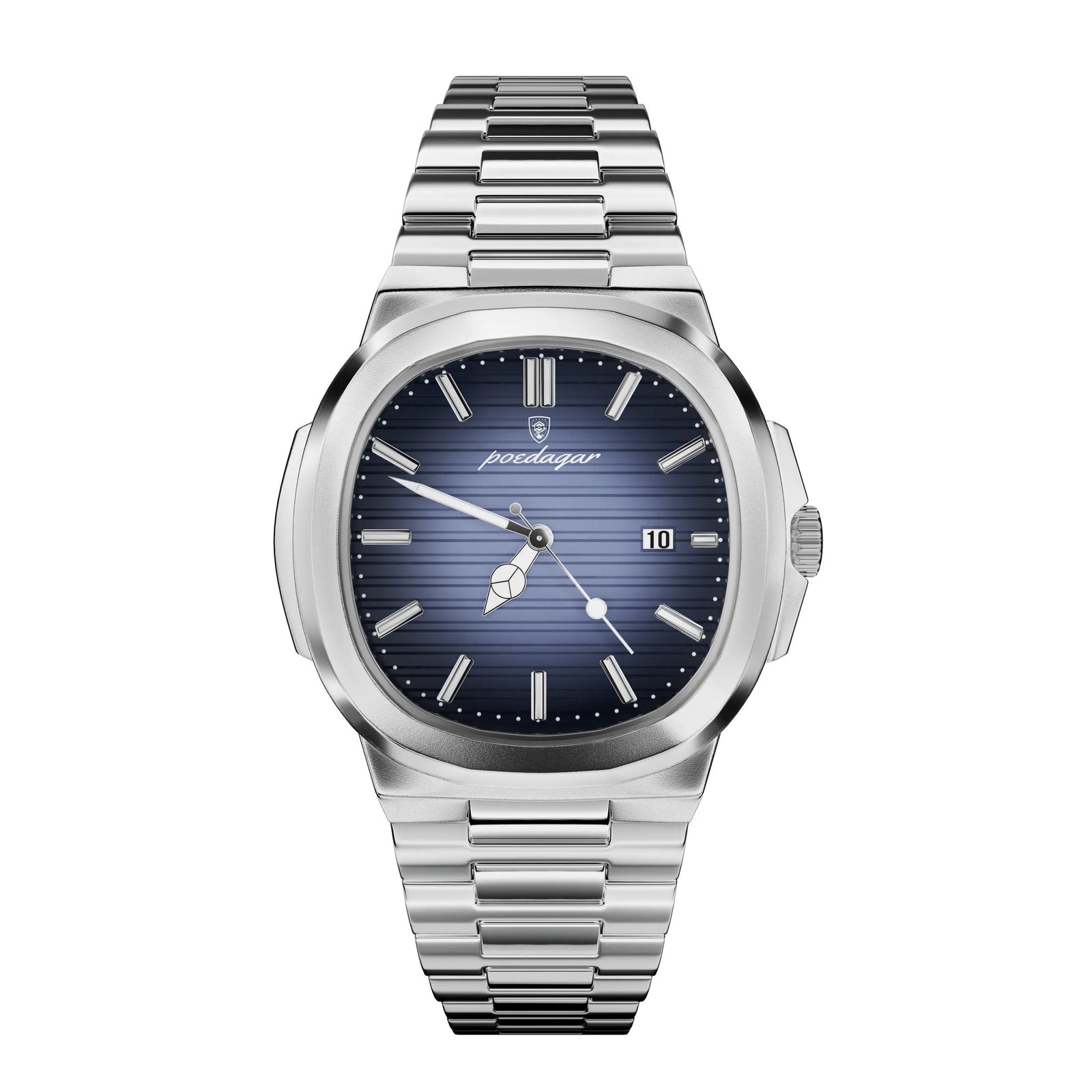 Nautilus azul: mostrador azul e bracelete prateada